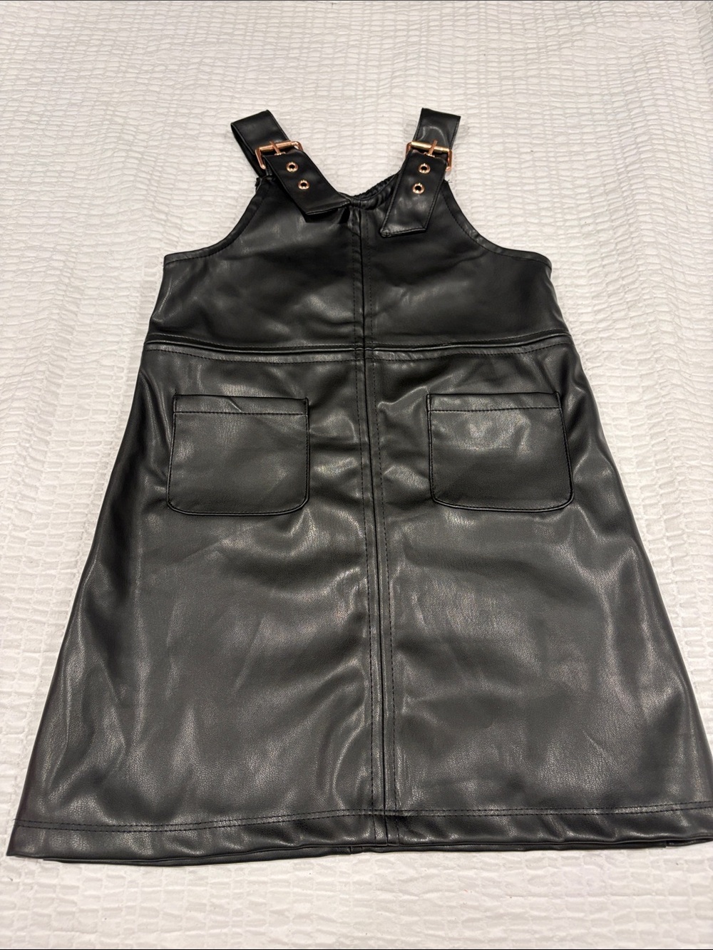 Vince Camuto Kids Black Faux Leather Overall Dress
Size 4